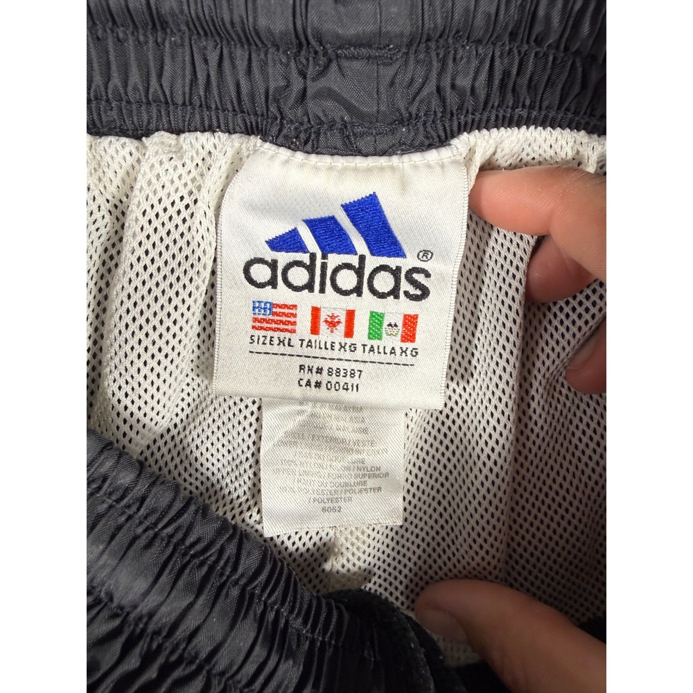 Adidas Track Pants Mens XL Black 90's Y2K Vintage 3-Stripe Nylon Wind Pants - Picture 6 of 9